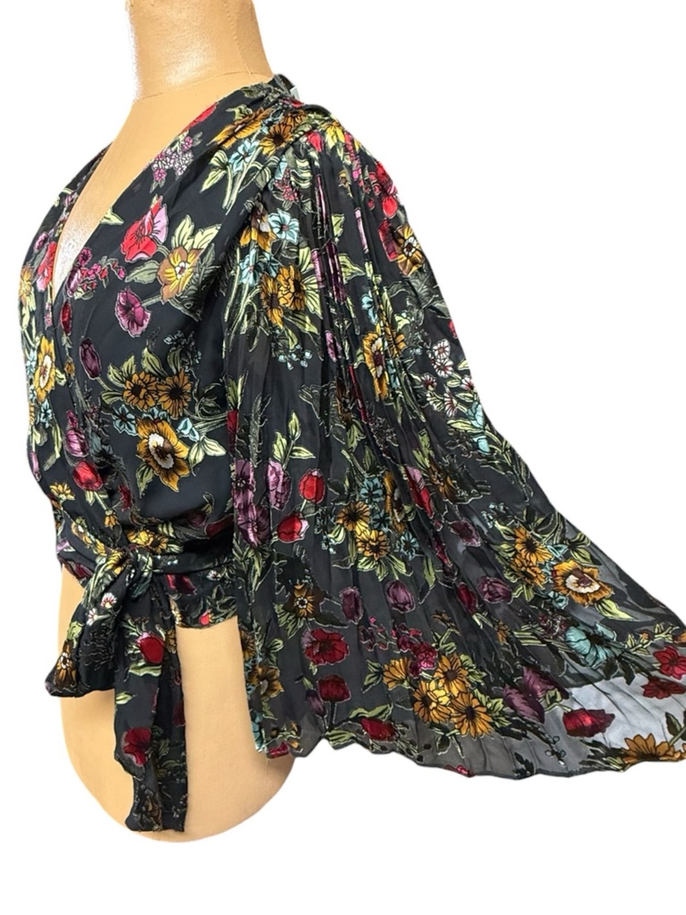 Alice + Olivia, Wrap Bell Sleeves Silky Blouse